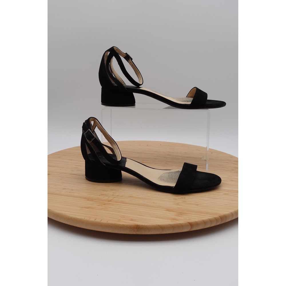 Alex Marie Sandals Womens Size 9.5 W 40 Black Suede Slingback Block Heel Shoes